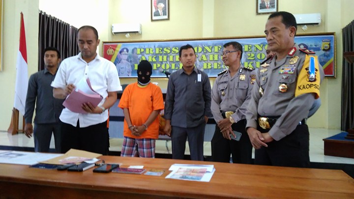 polda Bengkulu saat press lesease kasus judi online
