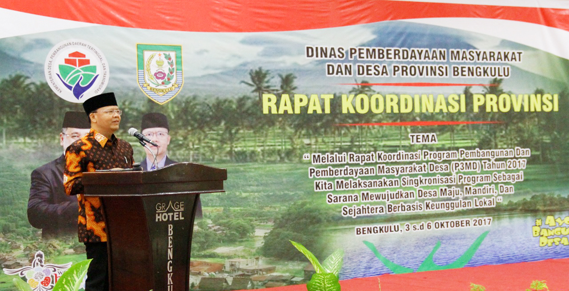 Plt Gub membuka Rakor P3MD di Grage Hotel Bengkulu