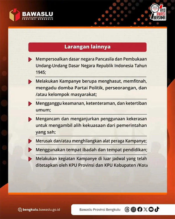 Tahapan Larangan Kampanye