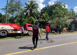 Quick Respon, Polsek Batiknau Datangi TKP Laka Lantas Tangki Minyak